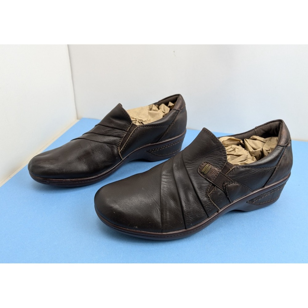 Earth Origins Women's Brown Leather Jackal Fay Comfort Slip-On Shoes Size 11